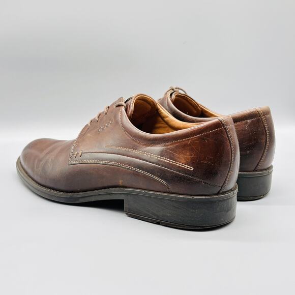 Ecco Shoes Mens 12.5 Brown Leather Lace Up Oxford Dress Plain Toe Comfort Casual main image 4